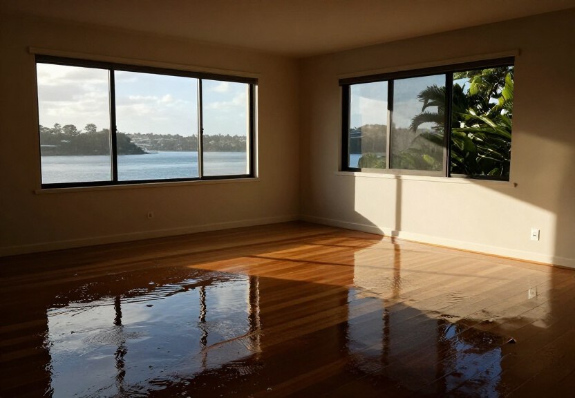 Sewage backup in a Villawood garage before cleanup